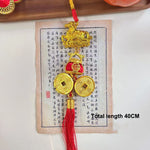 décoration murale traditionnelle chinoise motifs floraux or rouge blanc pièces d'or rubans pompons caractères