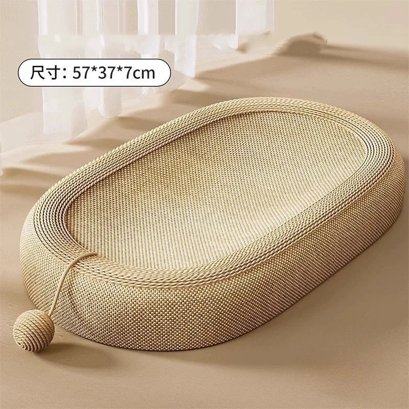 tapis ovale tressé bohème chat jeu repos tissu crème cordelette jouet bois durable toutes