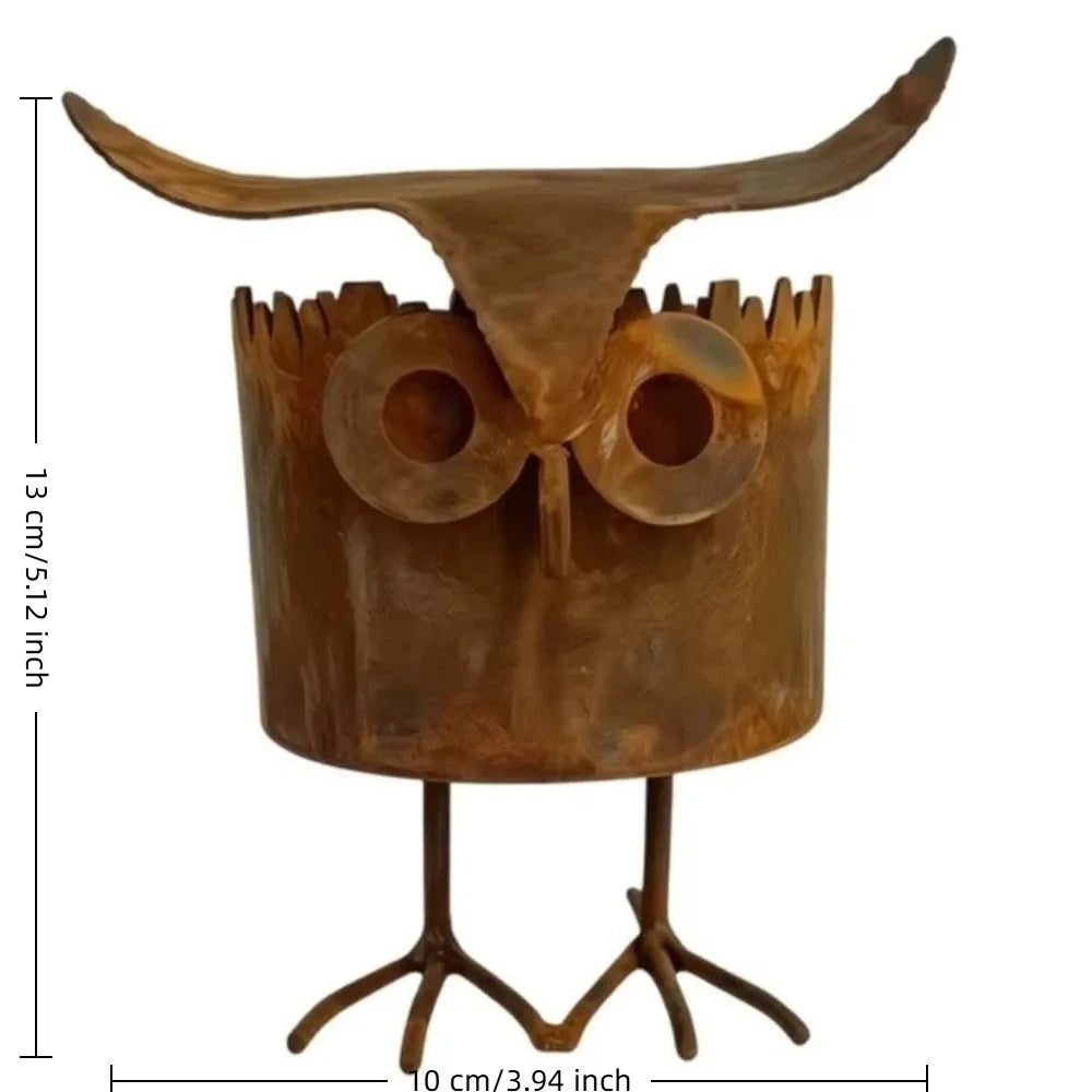 pot fleurs forme oiseau marron rustique texture metallique aspect vieilli moderne jardin balcon