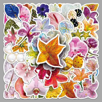 autocollants fleurs décoratifs scintillants adhésifs variés couleurs brillantes plantes réfrigérateur scrapbook