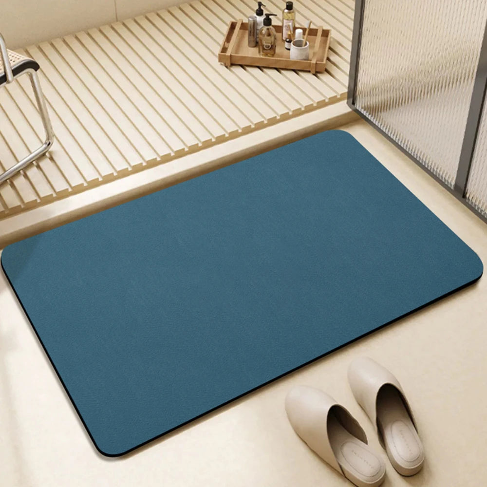 tapis sol salle bain absorbant séchage rapide antidérapant moderne gris bleu vert uni