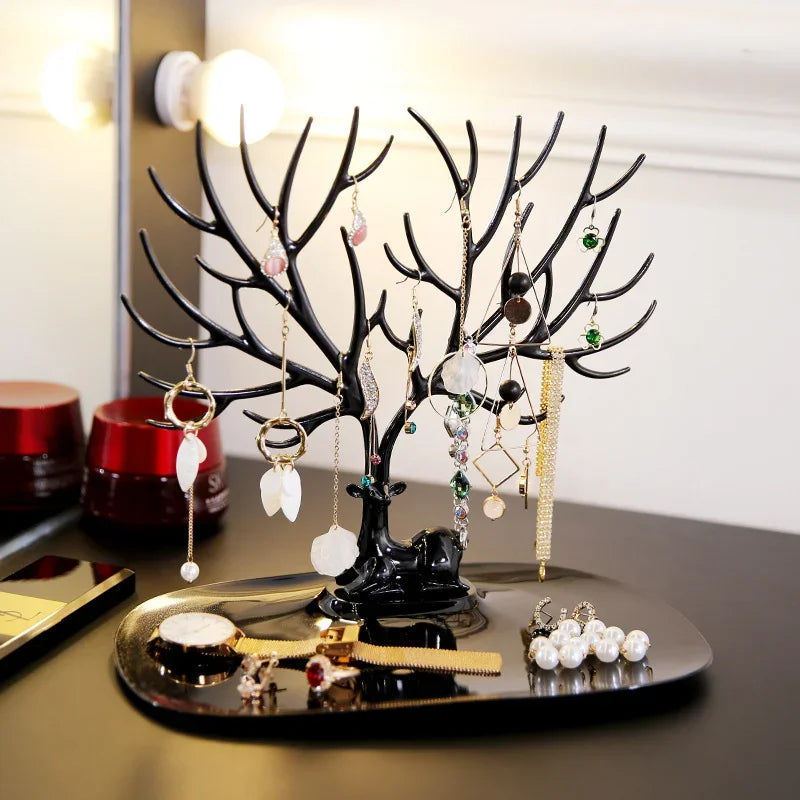 Support de rangement pour colliers et boucles d'oreilles en forme d'arbre