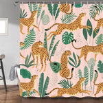 rideau douche polyester géométrique léopard feuilles tropicales moderne rose clair vert chambre enfant decoration