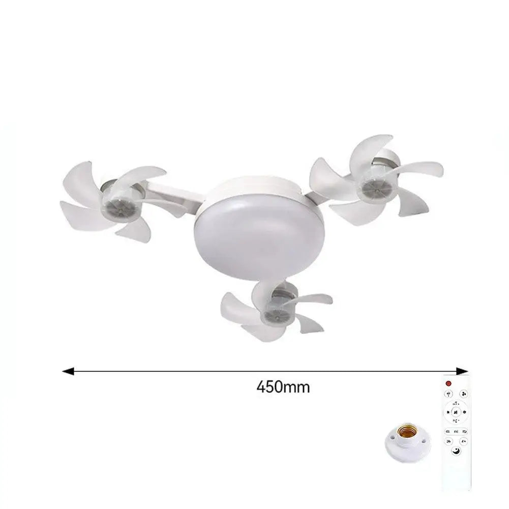 ventilateur blanc lampe led couleurs télécommande dimmable moderne minimaliste pales fleur aérées