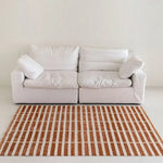 tapis marron blanc rayures horizontales moderne polyester imperméable antidérapantintérieur sol maison