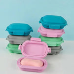 boîte savon pliable moderne bleu vert rose gris mat anti fuite voyage