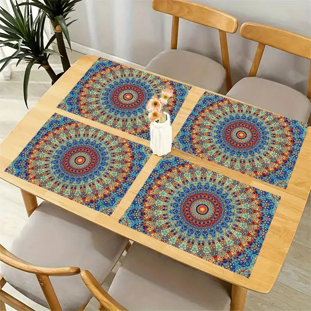 tapis table boho chic multicolore motifs floraux géométriques 30x40cm