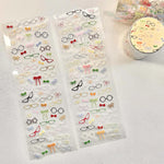 rubans autocollants transparents multicolores étoiles notes musicales cercles coeurs enfantins