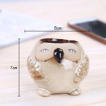 cache pot oiseau bleu beige vert marron texture granulee plantes succulentes deco animalier porcelaineceramique
