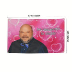 décoration murale drapeau imprimé homme humour fond rose cœurs étoiles dorés chambre festive