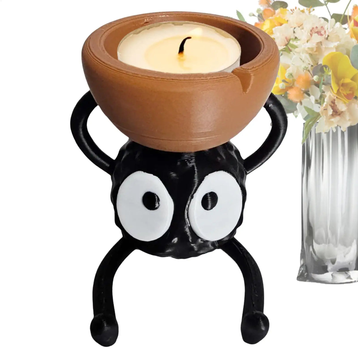 porte bougies décoration maison personnage anthropomorphe noir marron texture fantaisiste spirited awayiaux decoration