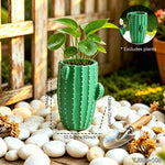 cache pot résine cactus épines relief moderne plante verte décoration chambre table
