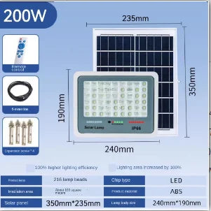 lampe solaire extérieure 100w 200w blanc bleu ip66 moderne économique