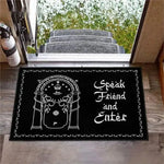 tapis porte imperméable antidérapant halloween seigneur anneaux motifs floraux classique noir blanc