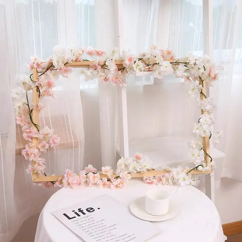 guirlande fleurs artificielles mariage rose clair blanc décoratifintérieur clips métalliques