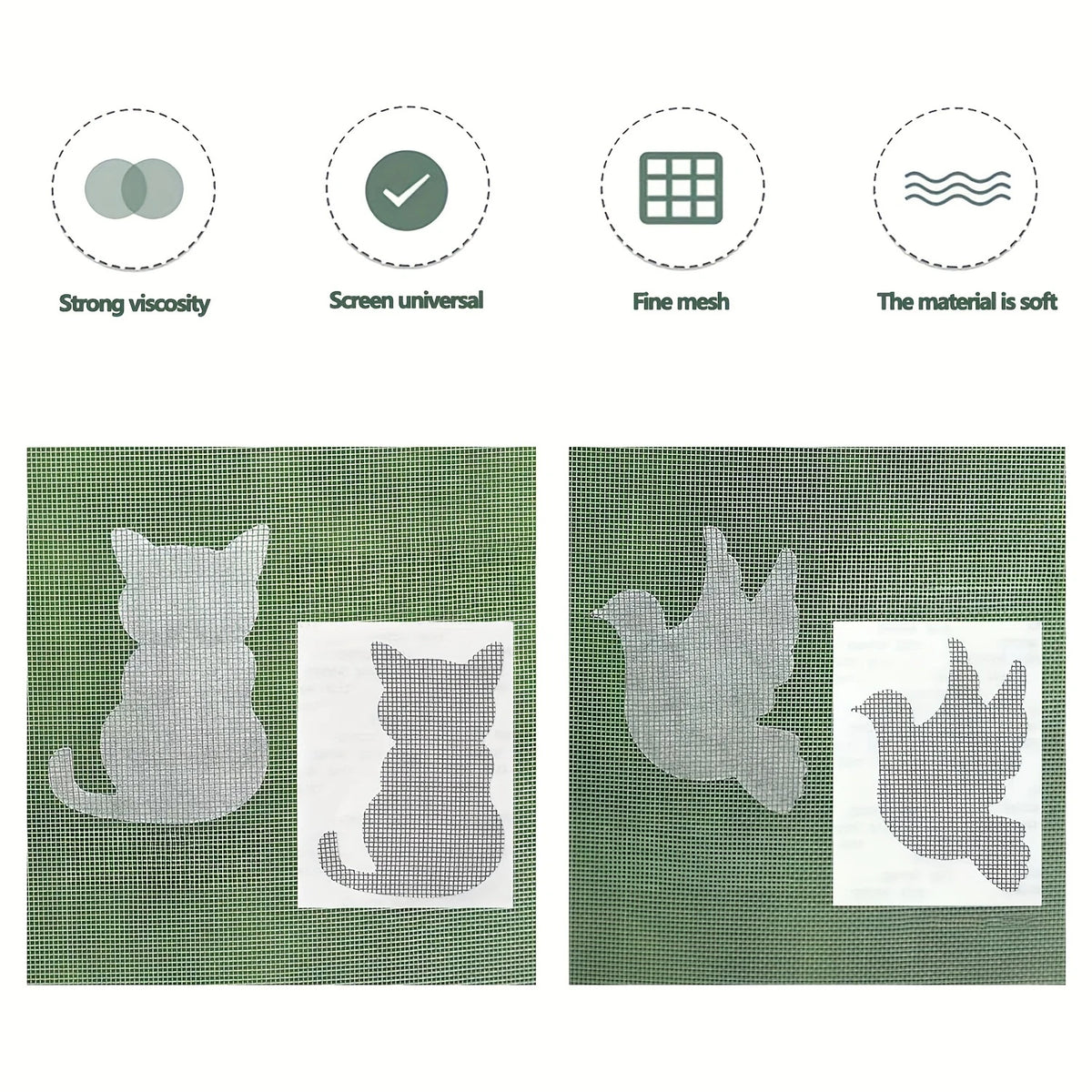 patchs réparation moustiquaire adhésifs formes animales chat oiseau décorative facile pose semi transparent