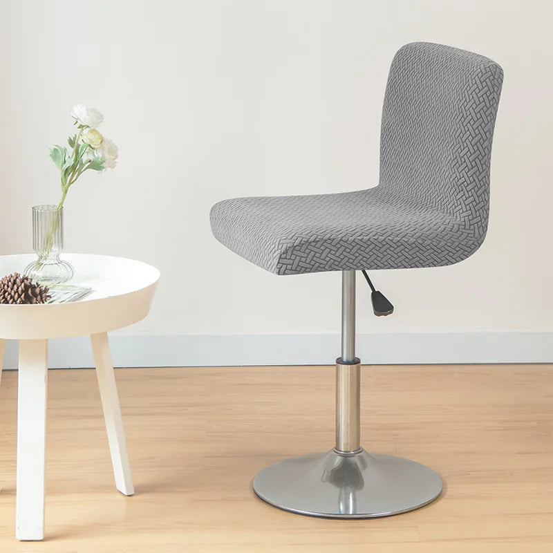 housse chaise haute tissu géométrique gris moderne pied rotatif elastic band