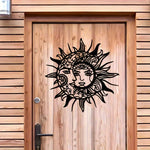 sticker mural art nouveau visage solaire noir adhésif décor intérieur opaque moderne chambre salon