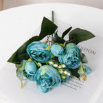 Bouquet artificiel péonies hortensia rose blanc violet décoration intérieure classique salon chambre
