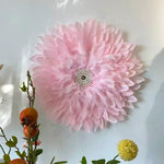 décoration murale fleurs artificielles rose clair moderne feuilles papier métal