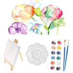peinture acrylique kit 12 couleurs palette pinceaux clips toile bois classique enfants art