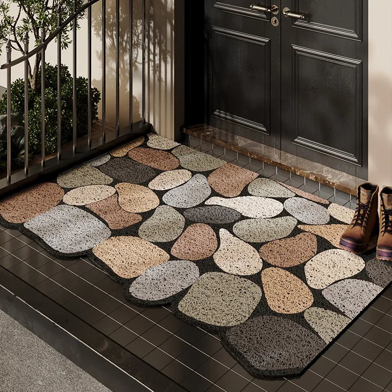tapis d'entrée gris moderne résistant salissures antidérapant 40x60cm 50x80cm