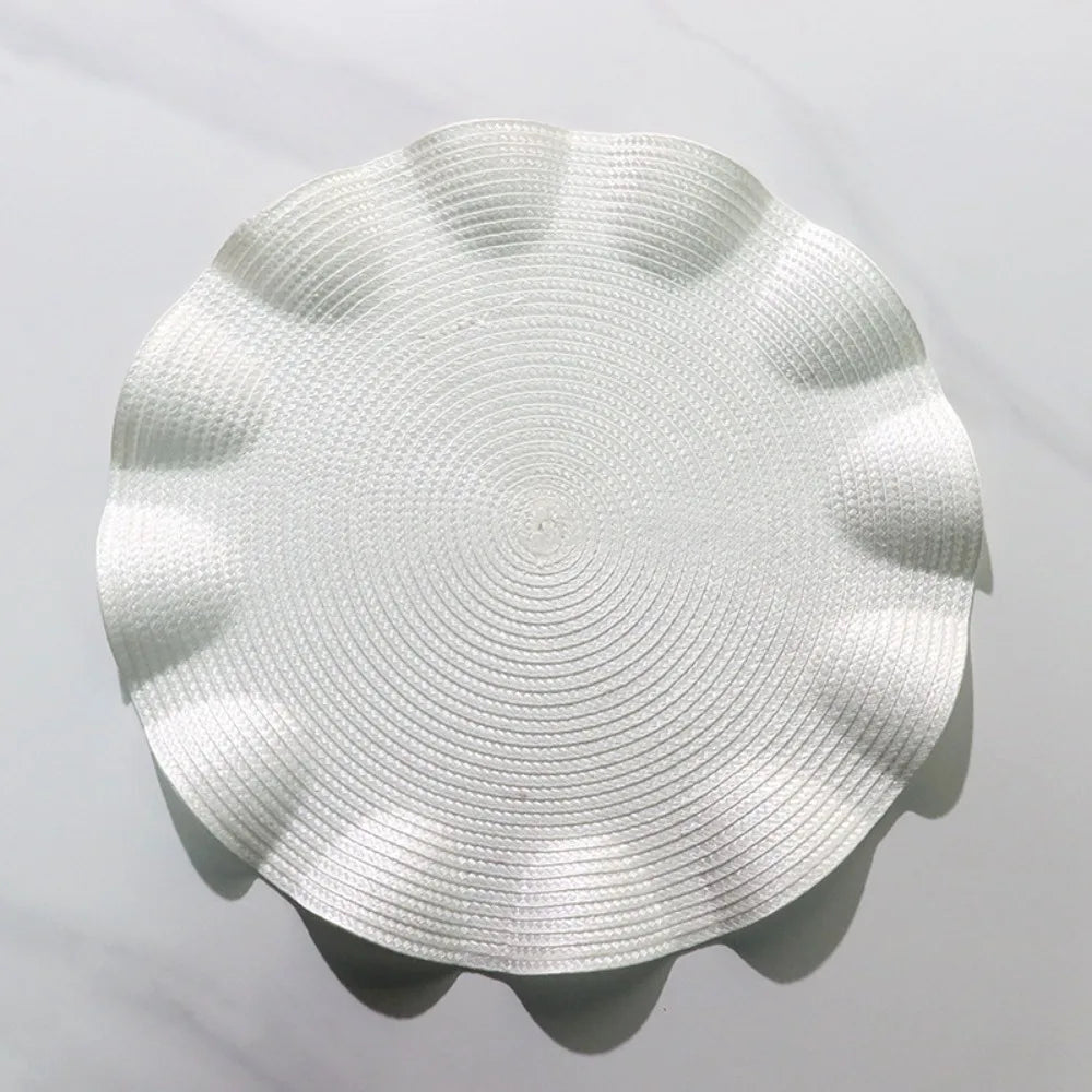 serviettes table tissées vert olive moderne beige clair motifs concentriques minimaliste respectueux environnement