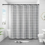rideau douche moderne gris blanc motif carreaux polyester salle bain imperméable