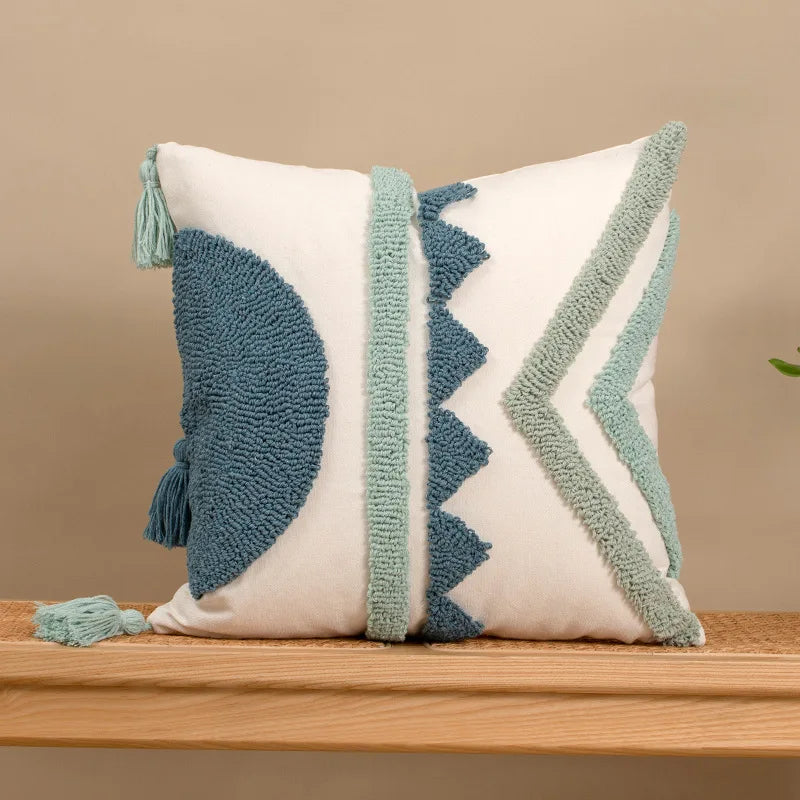 housse coussin bohème géométrique franges polyester 45x45cm 30x50cm décoration salon chambre voiture