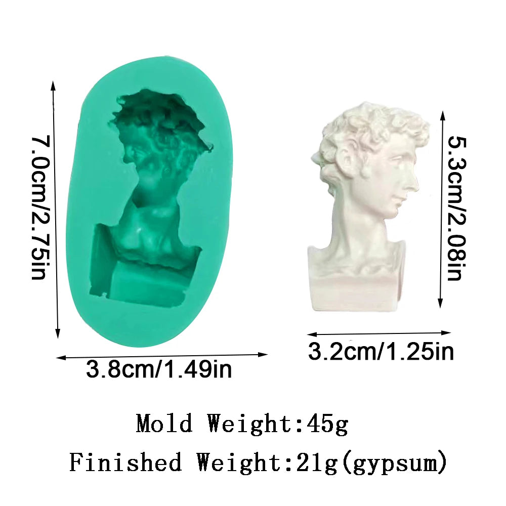 moules silicone bustes sculptés classiques aromathérapie gypse résine époxy decoration gâteau blanc vert