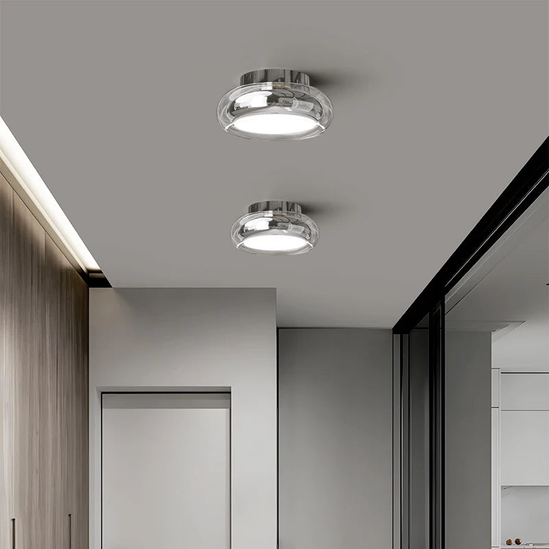 plafonnier moderne noir argenté transparent cercles superposés éclairage quotidien led monté surface télécommande
