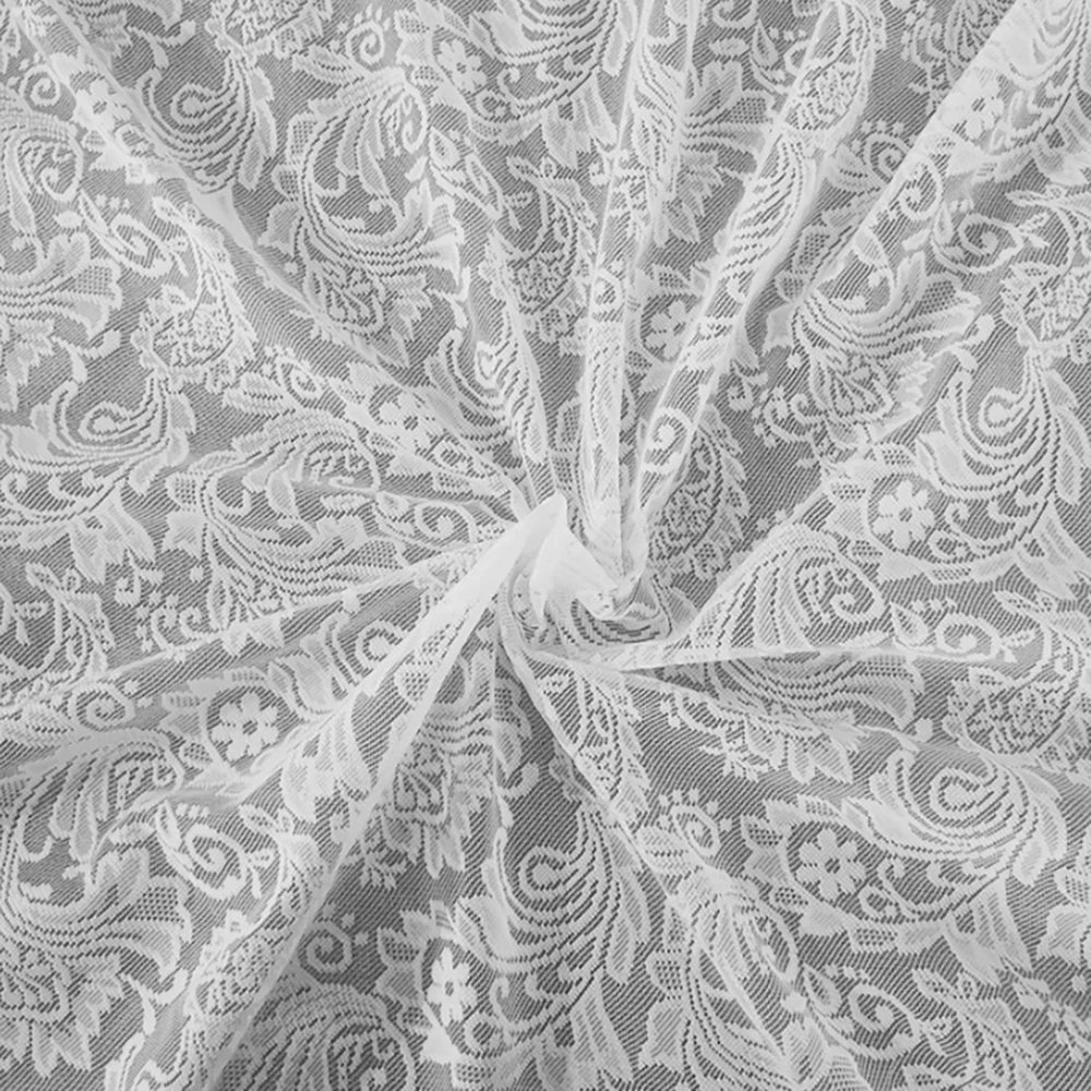 rideau blanc broderie florale transparent classique tringle polyester dimension 140x114cm