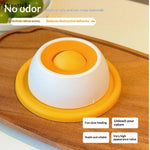 bol nourriture chat blanc jaune vert moderne fun rond lisse sans fixation interactive friandise
