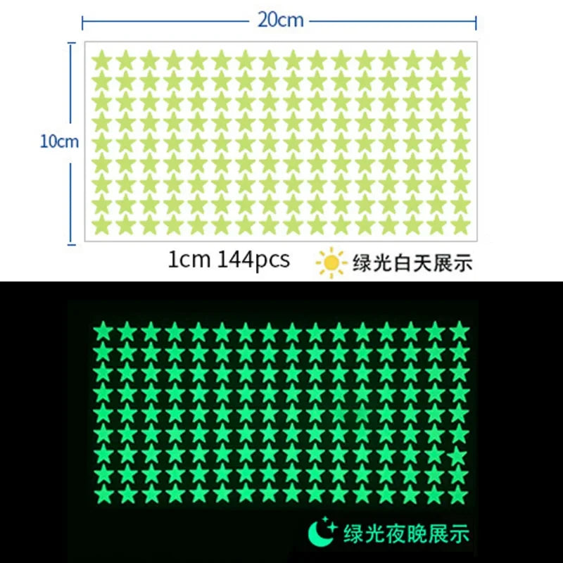 sticker lumineux étoiles vert fluo moderne adhésif chambre enfant décoration mur pièce