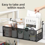 panier suspendu noir blanc moderne étagère rangement gain place sans perçage utilisation multiple empilable