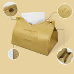 sac mouchoirs cuir rouge moderne écriture gravée dorés élégant papiers hygiéniques