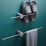 porte serviettes gris métallisé cuivre ajustable sans perçage salle bain moderne fixations