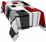 nappe table rouge noir blanche motif géométrique moderne réutilisable polyester maison festivités