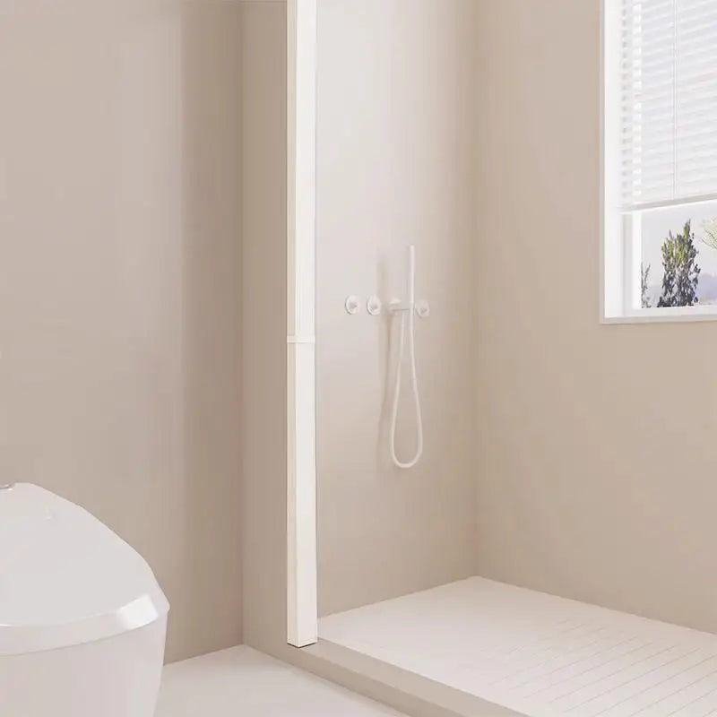 rideau douche pliable rétractable imperméable polyester tufté blanc gris moderne rayures verticales