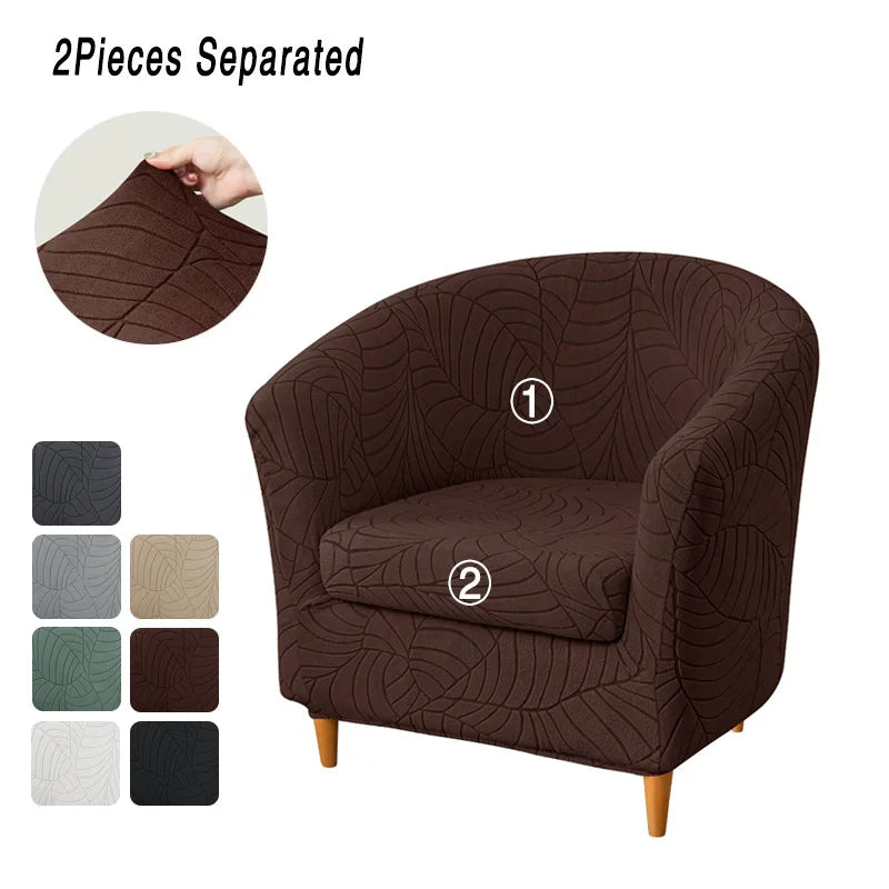 housse fauteuil gris motif feuilles moderne adhésif extensible lavable printemps été