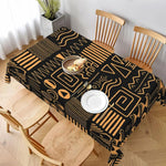 nappe rectangulaire géométrique moderne noire orange réutilisable polyester table manger festive vacances