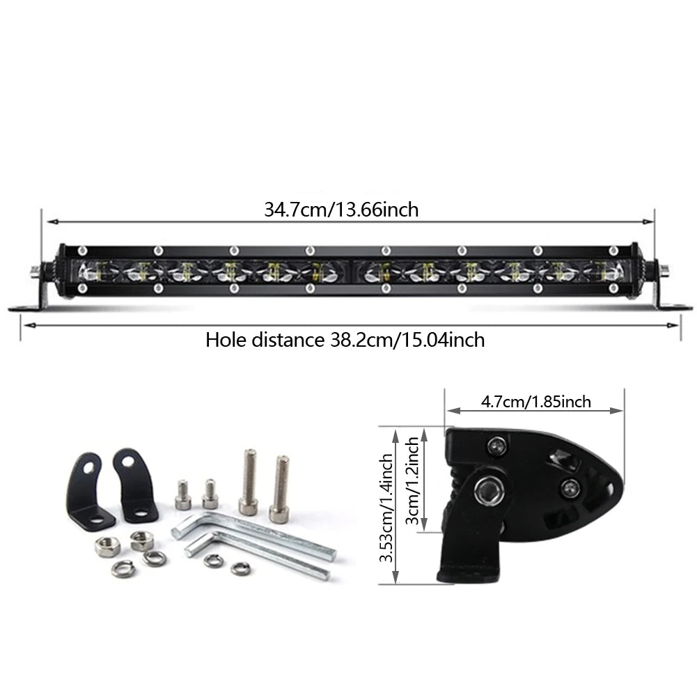 barre lumineuse led courbée 14 pouces 6d reflecteur clips noir moderne