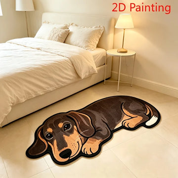 tapis bain doux visage chien beige marron noir décoratif antidérapant moelleux entrée maison