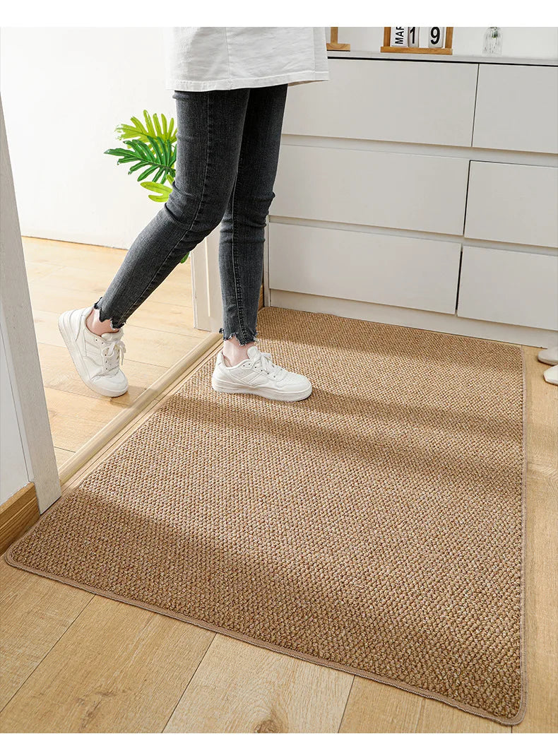 tapis moderne rustique polyester noué beige clair extérieur intérieur salon chambre durable lavable machine