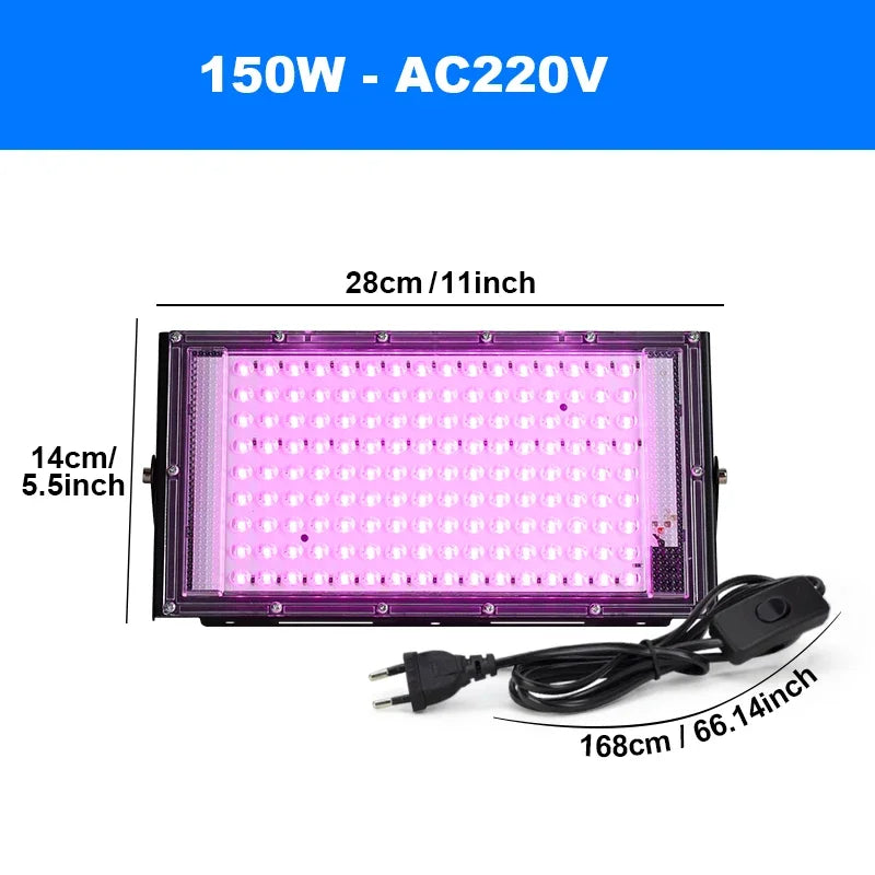 lampe led croissance végétale 50w 100w 150w violet noir moderne dimmer tringles aluminium