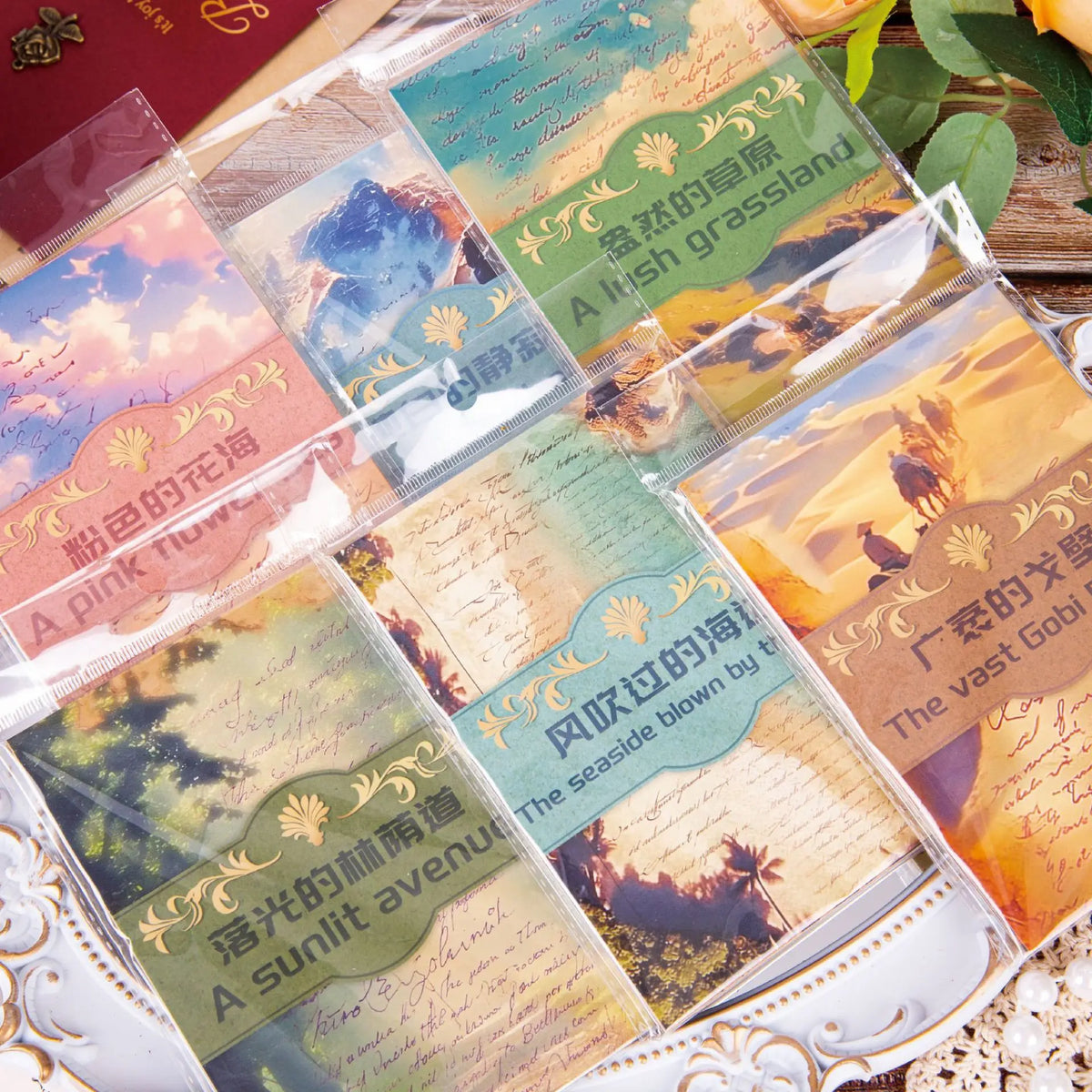 cartes postales vintage paysages naturels lettrage ancien multicolores 30 pièces scrapbooking journal intime album