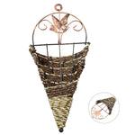 panier suspendu tressé marron artisanal métallique décoration murale rustic