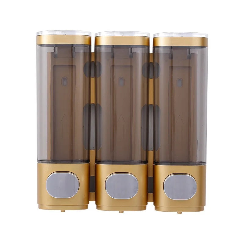 distributeur savon noir transparent moderne fixation murale bouton déclenchement lisse minimaliste