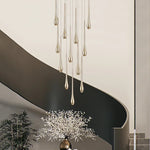 Suspension moderne dorée gouttes pluie opaques lumière chaude lumière blanche 90 260V