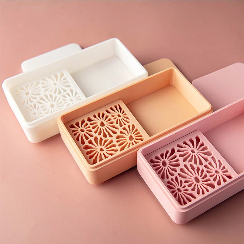 boîte savon moule biscuit motif floral couleurs rose blanc japonais